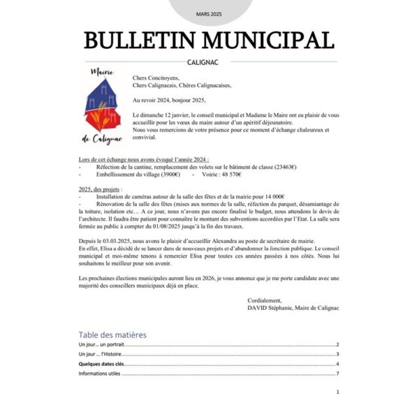 Bulletin Mars 2025