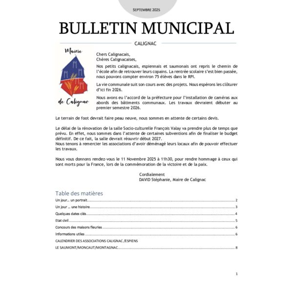 Bulletin Septembre 2025
