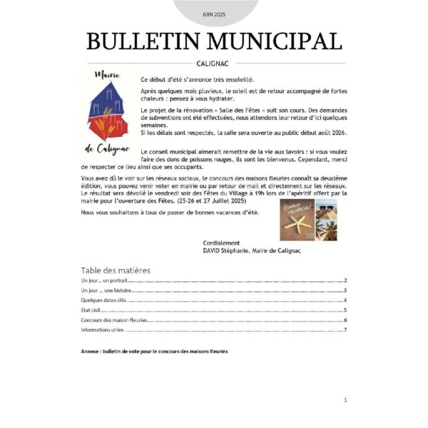 Bulletin Juin 2025