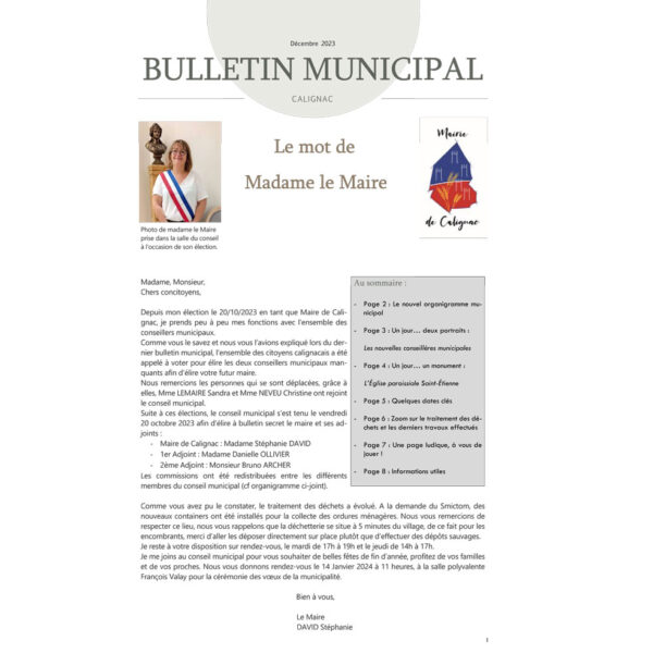 Bulletin Décembre 2023